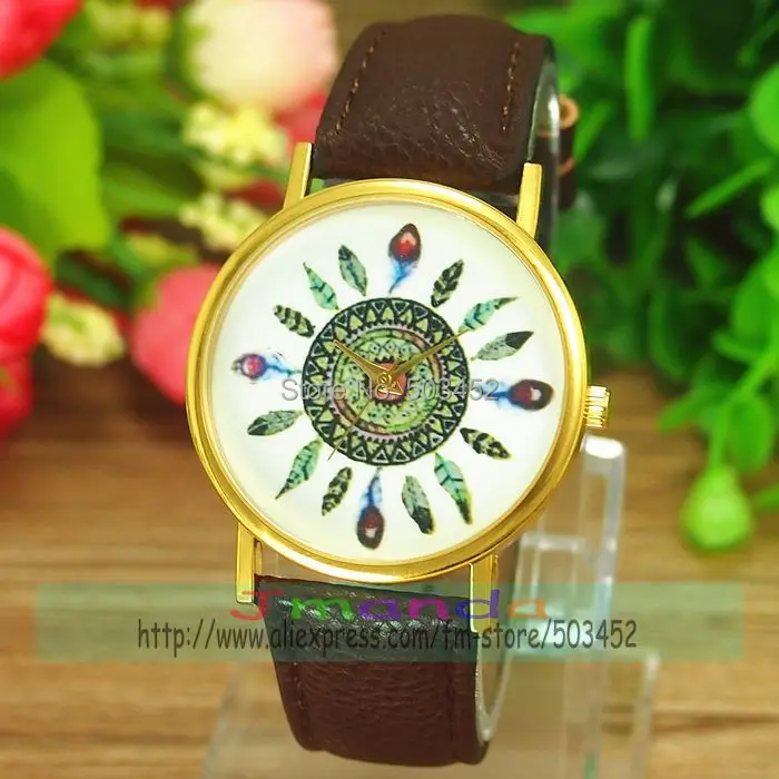 100 шт/партия новые модные женские нарядные часы из искусственной кожи Павлин Дизайн Золотой корпус кварцевые часы для женщин без логотипа часы 4 цвета