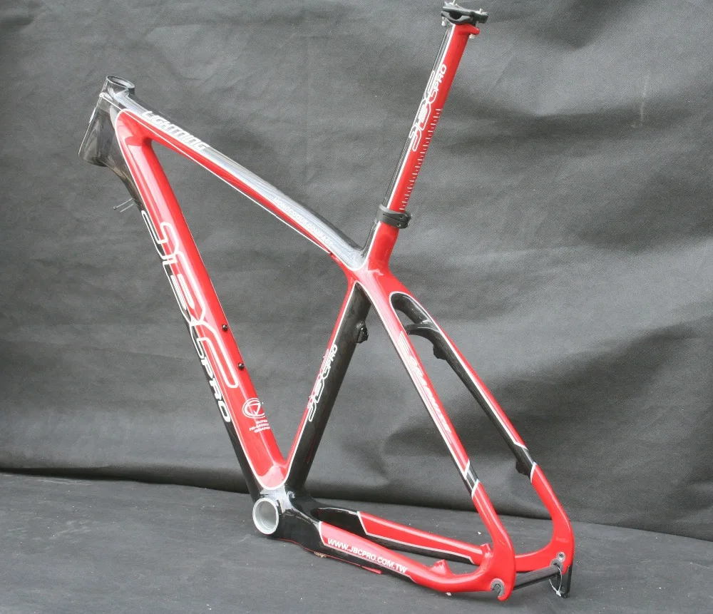 Clearance JBC Lightning Carbon MONOCOQUE MTB Frame with Seat Post and BB30 17" 18" RED color 1