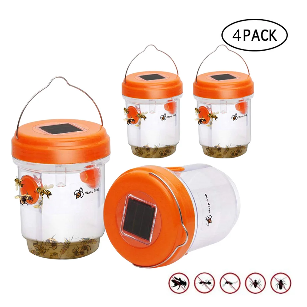 

2/4PCS LED Solar Powered Fly Trap Outdoor Insect Catcher Insect Mosquito Killer For In Tree Flying Bee Hornet Wasp Trap Catcher