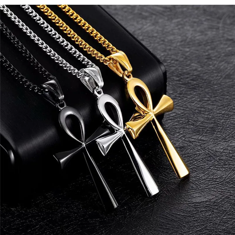 

Religion Egyptian Ankh Crucifix Necklaces Pendants Stainless Steel Symbol of Life Cross Necklaces Jewelry Gifts