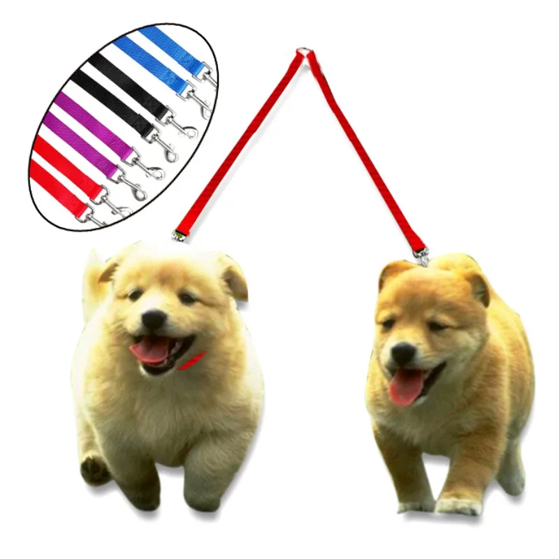 

4 colors Double Multiple Dual Couple 2 Way Two Pet Dogs Nylon Dog Pet Walking Leash Puppy Leads New Arrival