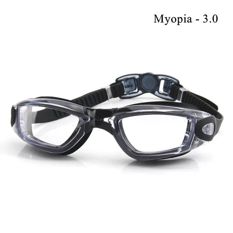 Очки для плавания для близорукости, очки для плавания, силиконовые, анти-запотевающие, с покрытием, водная диоптрия для женщин, мужчин, взрослых, очки для плавания, прозрачные линзы - Цвет: black-300F313A