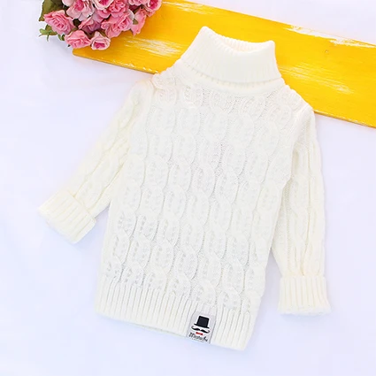 Turtleneck white Мягкий теплый зимний детский свитер, пальто, Однотонный свитер для мальчиков и девочек с принтом бороды, детские свитера, детская трикотажная одежда - Цвет: Turtleneck white