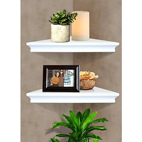 

Newly Set of 2 Floating Corner Wall Shelf Home Decor Furniture Shelves Storage Modern White