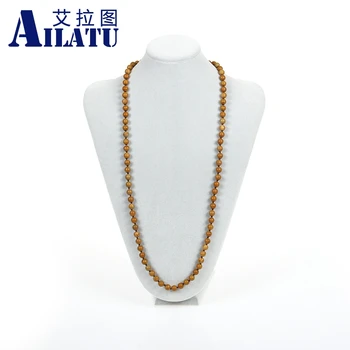 

Ailatu Men and Ladies Gift Jewelry Natural 8mm Yellow Sandstone Beads Fashion Necklace Healing Balance Prayer Male