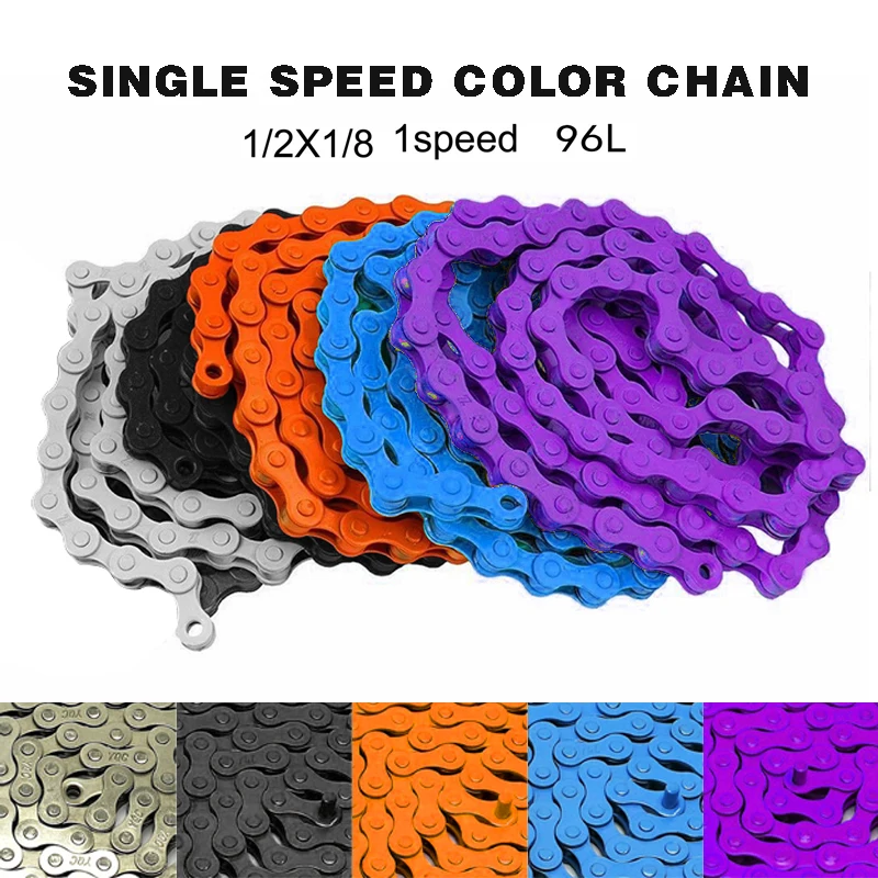 Bicycle Bike Chain Single Speed 1//2/"x1//8/" Coloured MTB BMX Fixie Fixed Gear 96 L