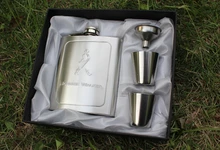 Z1102 Tragbare s/stahl JD flachmann set, 7 unze Whiskey-flasche, flagon, wein topf mit 2 stücke tasse und 1 stück trichter, reise drink