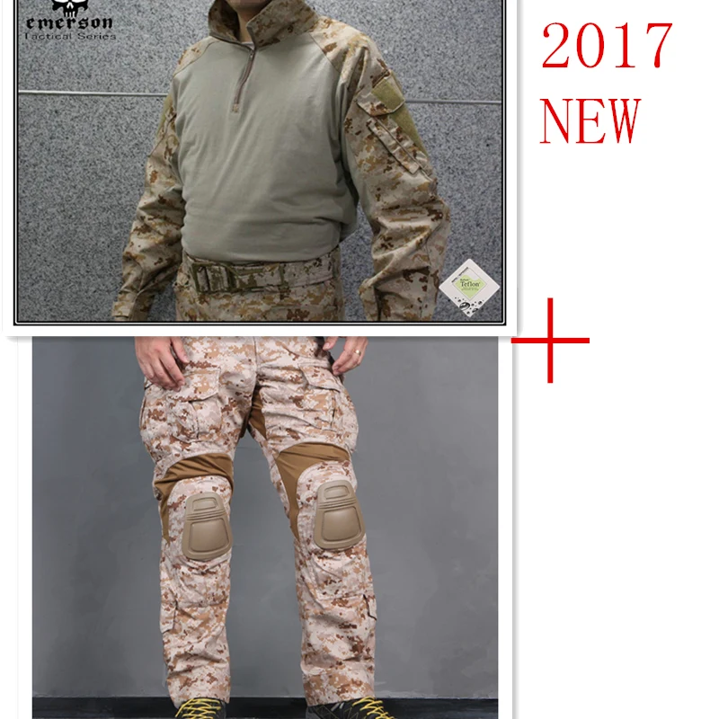 Emerson tactical bdu G3 боевая униформа рубашка и брюки и наколенники Военная армейская форма AOR1 airsoft костюмы EM8575+ 7026