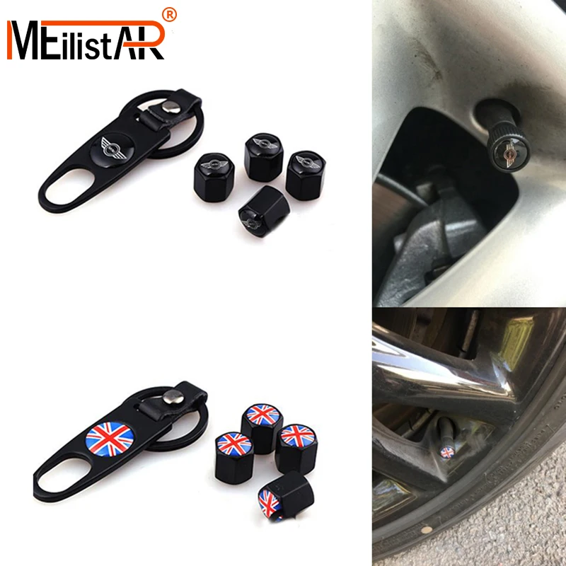

4PCS/set Car Wheel Tire Valve Cap Anti-Theft Cover car Keychain For BMW MINI Cooper R50 R53 R56 F55 F56 R58 R59 car Accessories