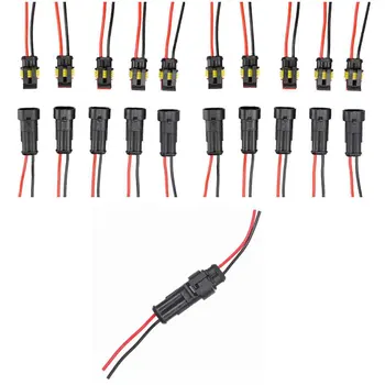 

10x Car Auto 2 Pin Way Sealed Waterproof Electrical Wire Connector Plug Socket