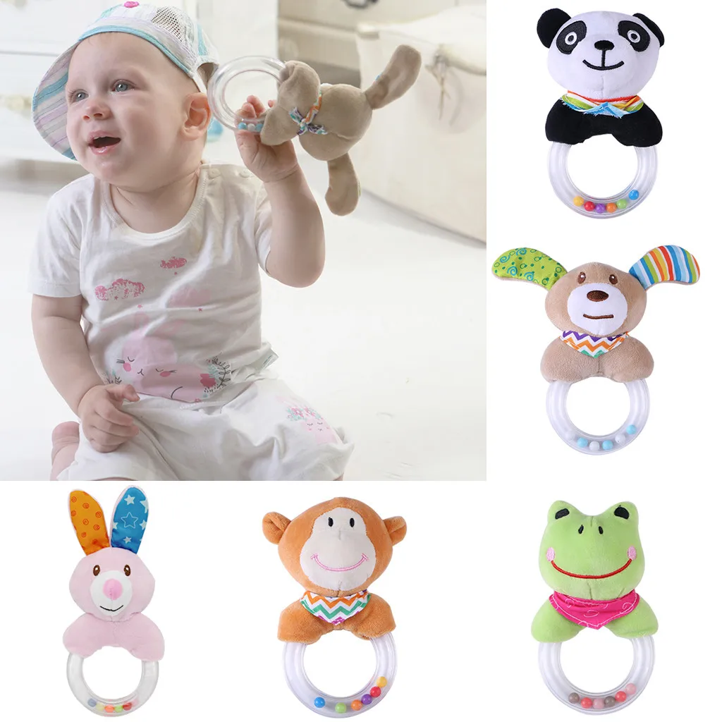 

Baby Infant Plush Rattle Stuffed Toy Hand Grasp Teethers Cute Animal Handbell Ring Newborns Early Development Boys Girls Gift