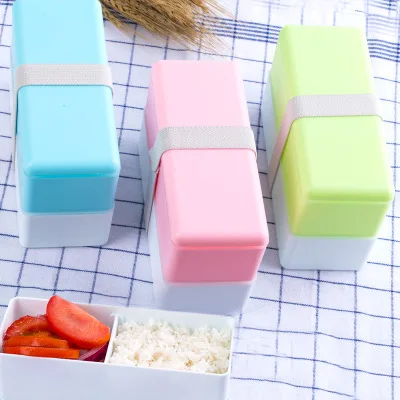 

3 Colors High Quality Double Layers Large Capacity Portable Lunch Box Bento Box Food Storage Lunchbox