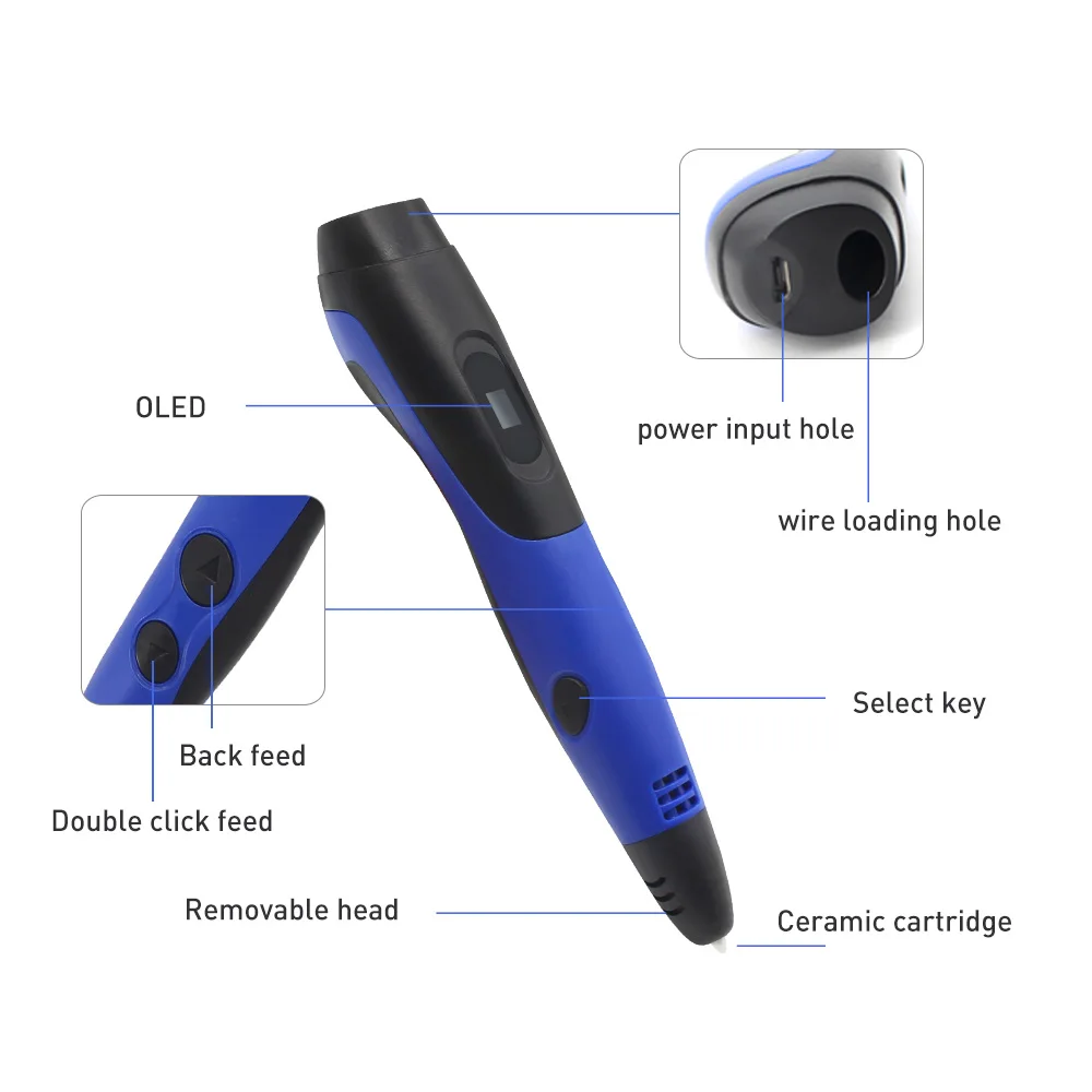 

3D Pen DIY Drawing OLED Display Speed Adjustable Convenient Operation Streamline Design Best Gift For Kid To Develop Imagination