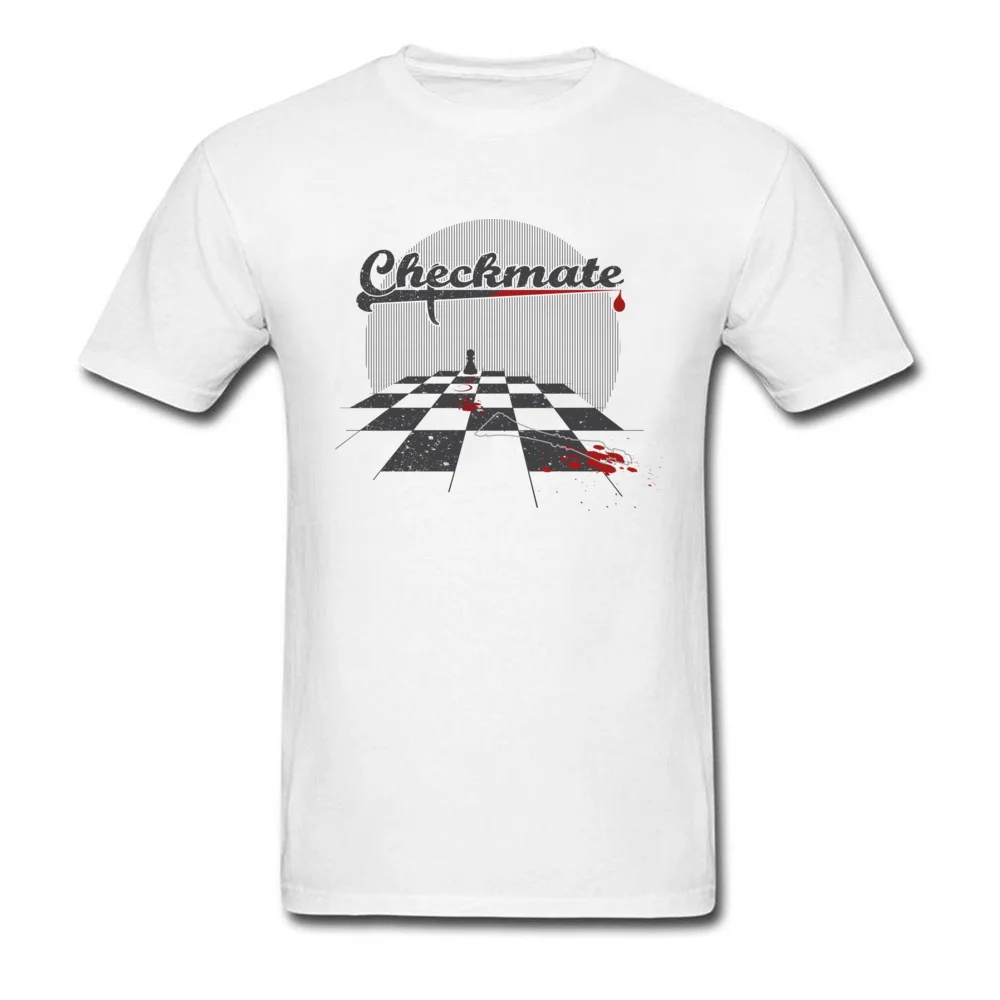 Checkmate Round Neck T-Shirt NEW YEAR DAY Tops Shirt Short Sleeve Graphic Cotton Design Sweatshirts Design Young Checkmate white
