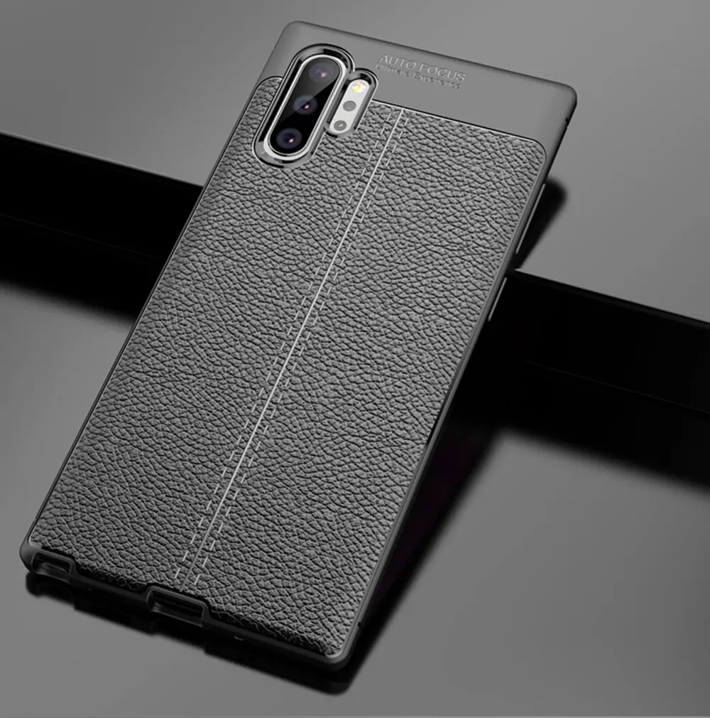 Для samsung Galaxy Note 10+ чехол кожаный чехол прочный ТПУ чехол для телефона samsung Note10 Plus чехол Полный защитный бампер - Цвет: Черный