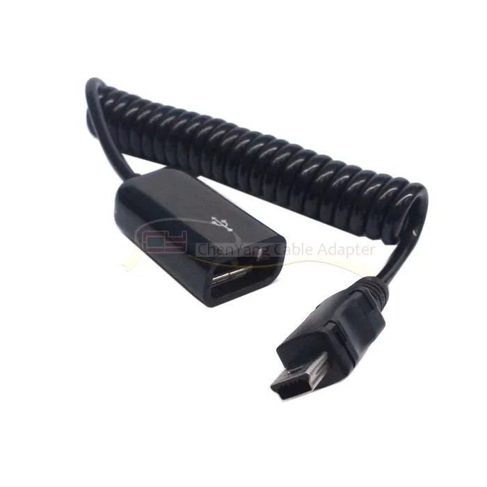 

200pcs / lots Black USB 2.0 female to Mini USB stretch DATA extension OTG CABLE for Car AUX Audio , Free shipping By Fedex