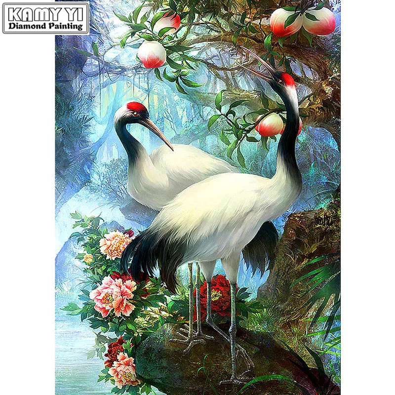 

Full Square drill 5D DIY Diamond painting Beautiful red-crowned crane Diamond Embroidery Mosaic Cross Stitch Rhinestone decor