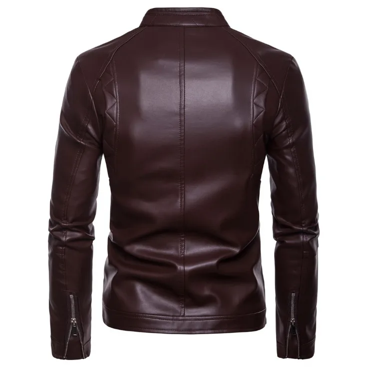 Европа/американский размер мотоциклетная кожаная куртка Для Мужчин Новая осень Стенд воротник молнии кожаная куртка мужской Красивый PU пальто