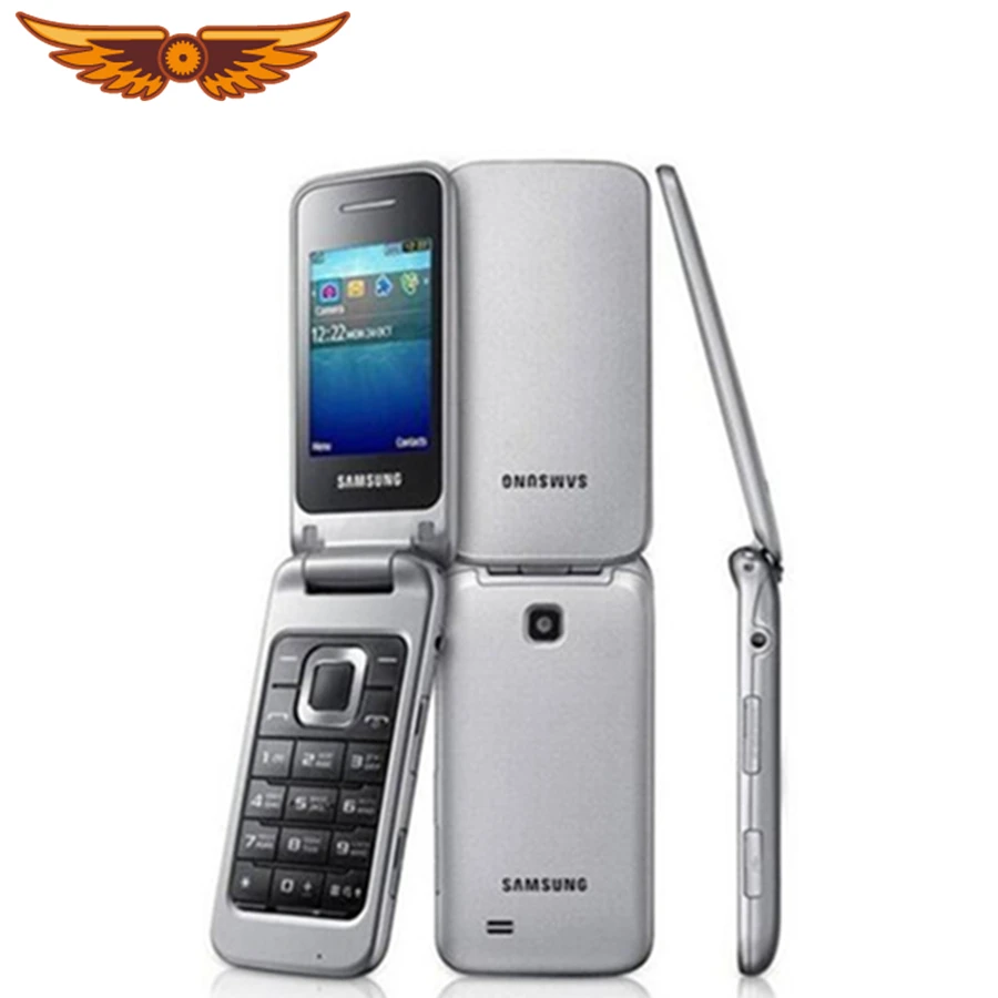 Оригинал Samsung C3595 свободная сеть 3G WCDMA черный большой пуговицы 2MP камера флип