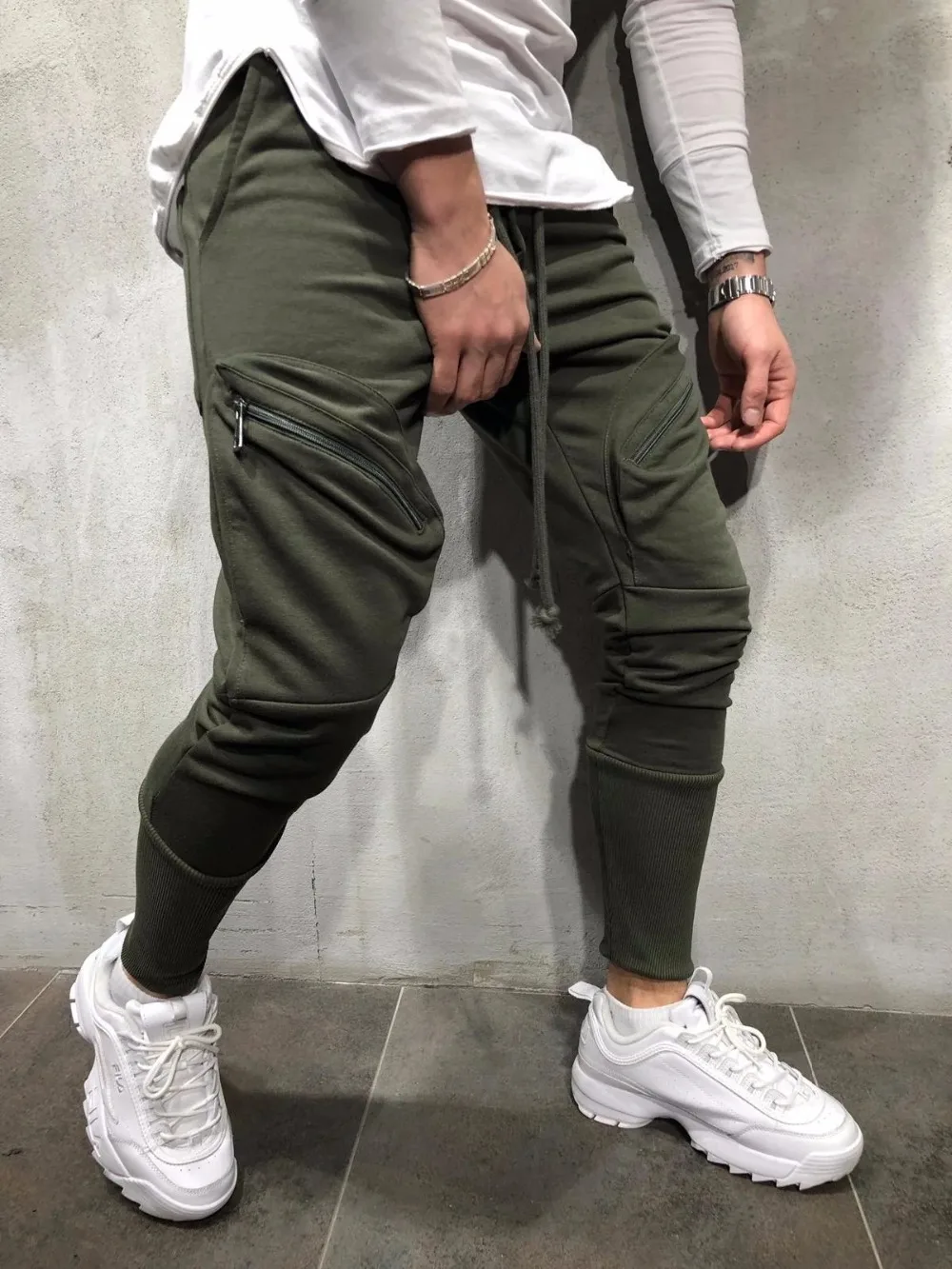 rouyhual мульти-карман небольшой мужские привязанный повседневные спортивные штаны носить впитывает пот и Штаны