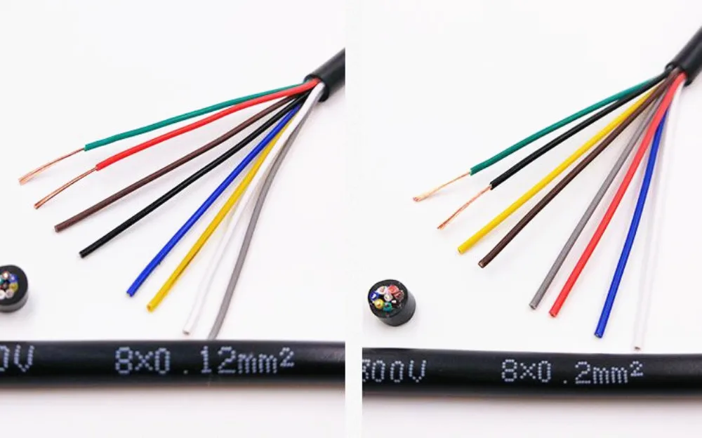 18 AWG 0.75MM2 RVV 2/3/4/5/6/7/8/10/12/14/16/18 Cores Pins Copper Wire Conductor Electric RVV Cable Black