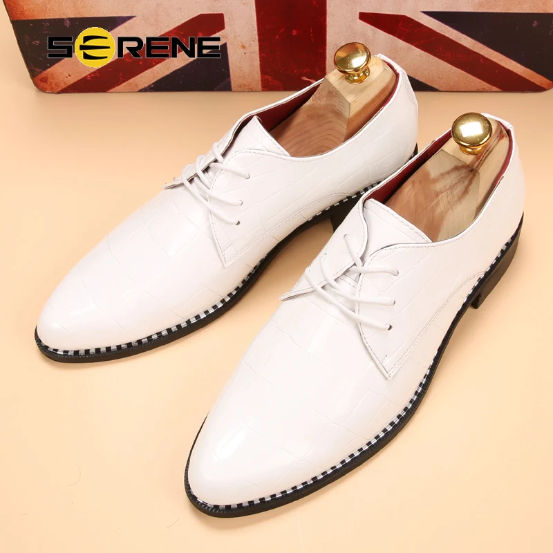 

SERENE Brand 2017 New Men Dress Shoes Oxford Party Wedding Business pointed toe Formal Leather Shoes Moccasins British style1286