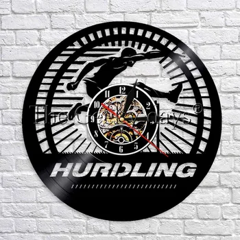 

Hurdling Vinyl Records 3D Wall Clock Modern Design Sport Living Kids Room Wall Art Decorative Time Clock Birthday Gifts