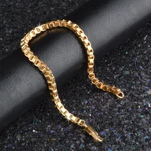 4 мм мужской золотой браслет рок Мужская хип-хоп коробка цепь Braslet Pulseira Masculina Ouro мужские панк ювелирные изделия