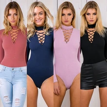 Women Fashion Long Sleeve Cross Bandage Jumpsuit Rompers Trousers Clubwear