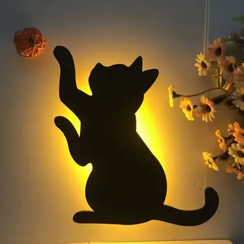 

Smart Sound/Light Control Cute Cat Night Light Battery Powered Animal Cat Night Lamp Home Decoration Children Kids Bedroom lamp