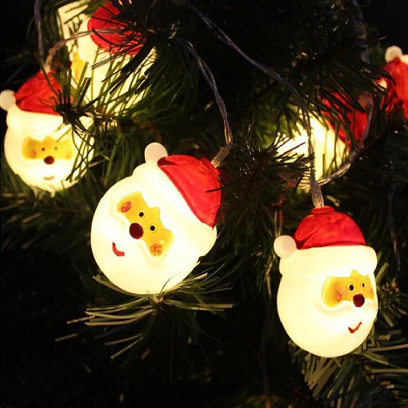 Light String Bulb Christmas Lights 10 Led Santa Claus Head 1.5M Battery Fairy Light Strings For Wedding Party Decoration  (11)