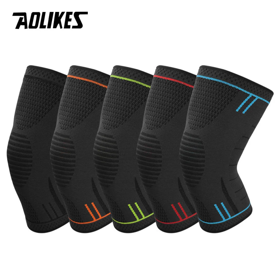 Aolikes 1 قطع ضغط كم الركبة حامية الركبة هدفين دعم كرة السلة تشغيل تنزه