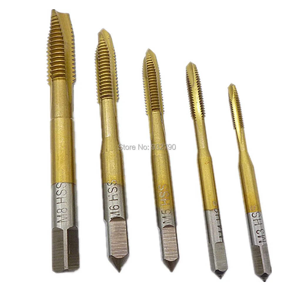 5pcs Hss Spiral Point Tap M3 M8 Straight Flute Thread Metric Machine