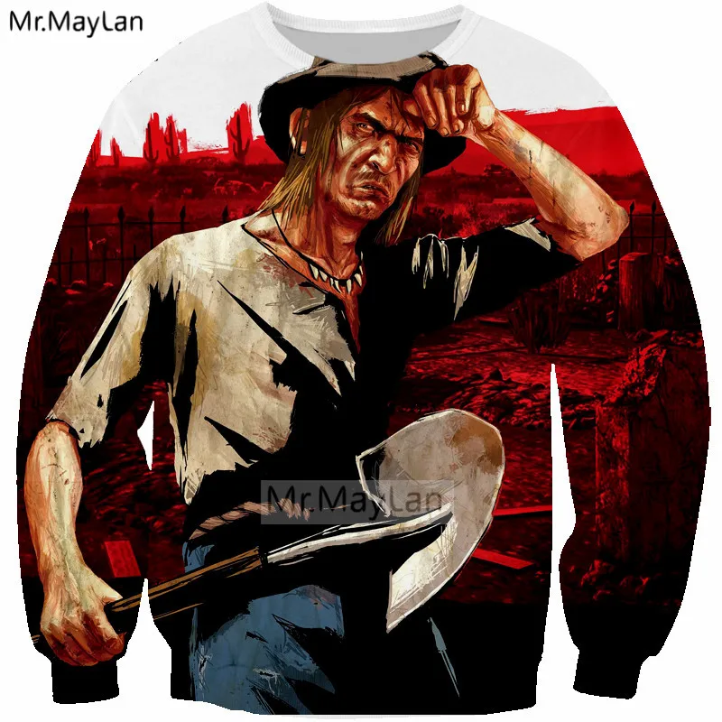 2018 New Game Red Dead Redemption 2 Cool 3D Print Gun Sweatshirts Men/Women Streetwear Hip Hop Hoodies Boys Outwear Man Clothes