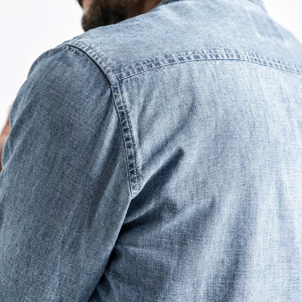 Мужская повседневная джинсовая рубашка SIMWOOD, модная брендовая рубашка из хлопка с длинными рукавами, новая модель 190070