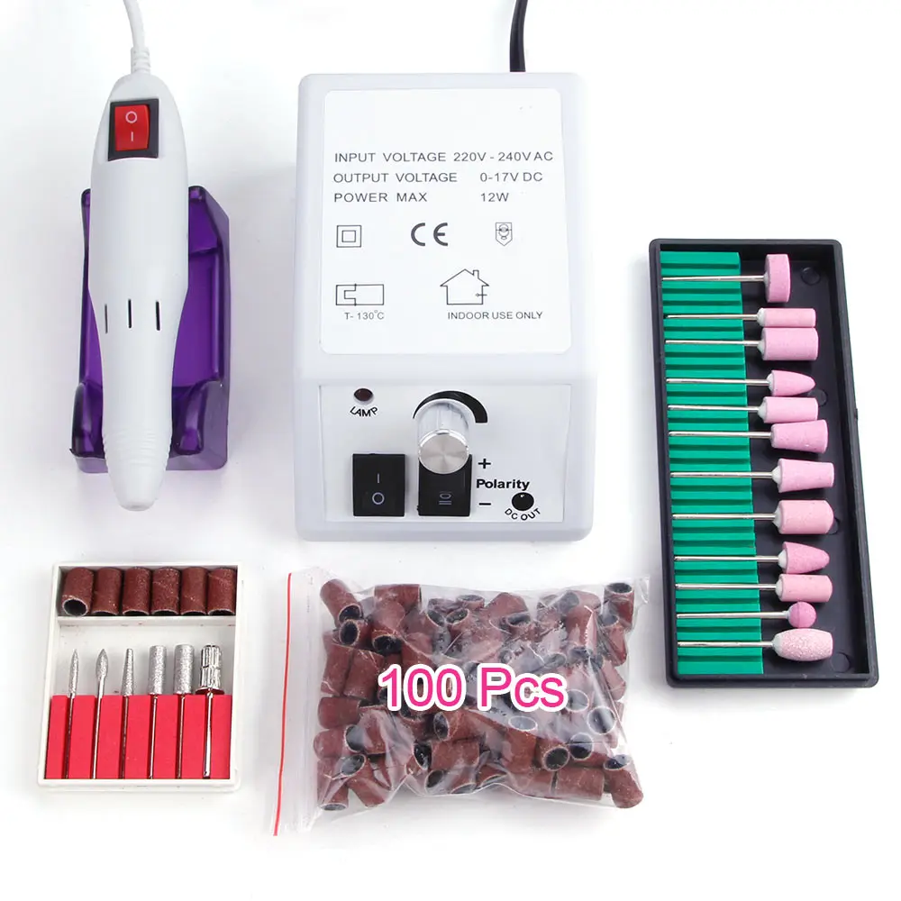

Electric Nail Drill Machine Manicure Pedicure Pen Nail Tool 12PCS Quartz Apparatus for Manicure Nail Sanding Bands EU Plug