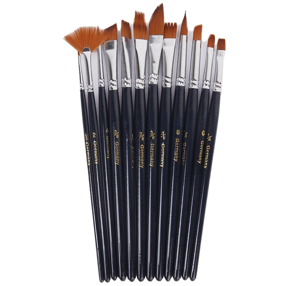 Black AAAJ-12pcs нейлон волос Акварель, масло, живопись ручка - Цвет: Black