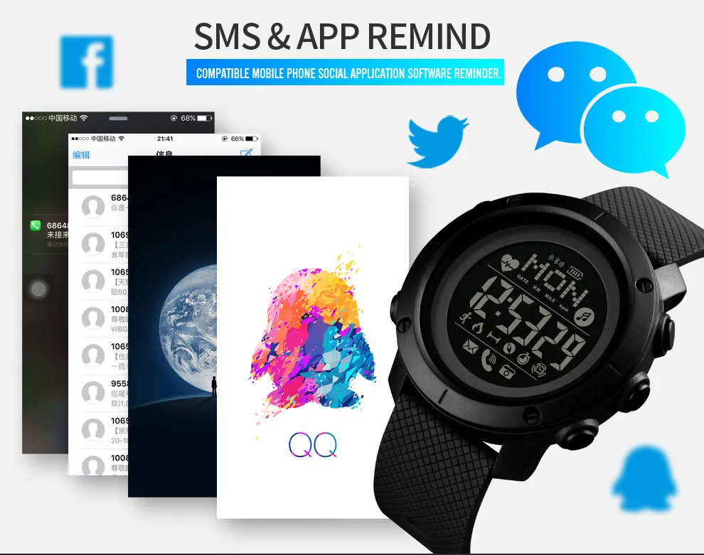 SKMEI умные Цифровые мужские часы компас пульсометр фитнес Bluetooth спортивные мужские часы водонепроницаемые Wriswatch reloj hombre 1511 1512