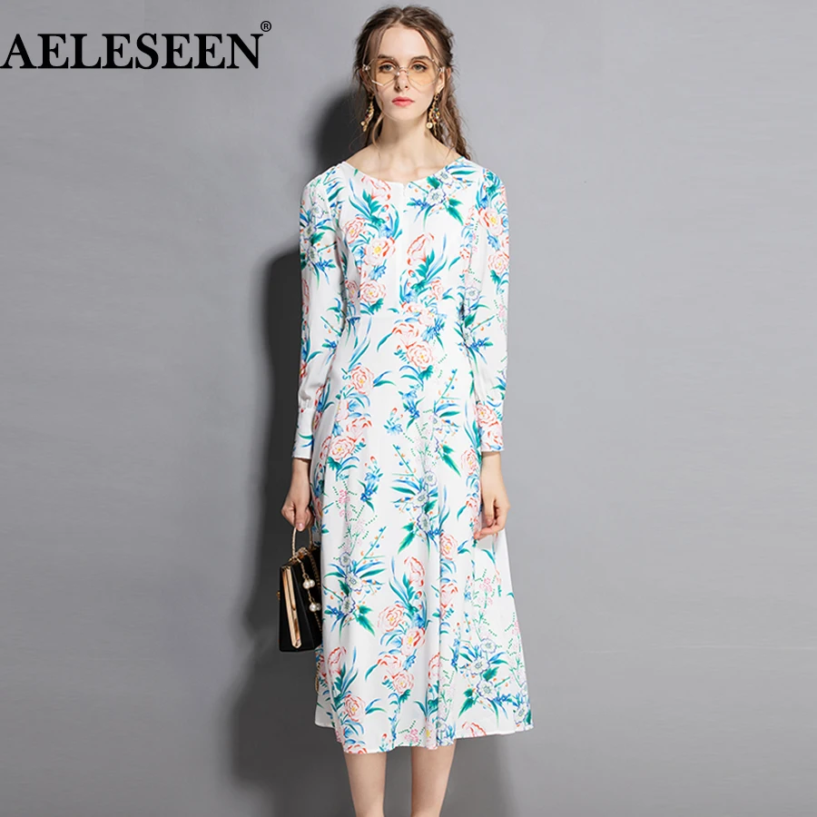 Женское модельное платье AELESEEN элегантное облегающее до середины икры с