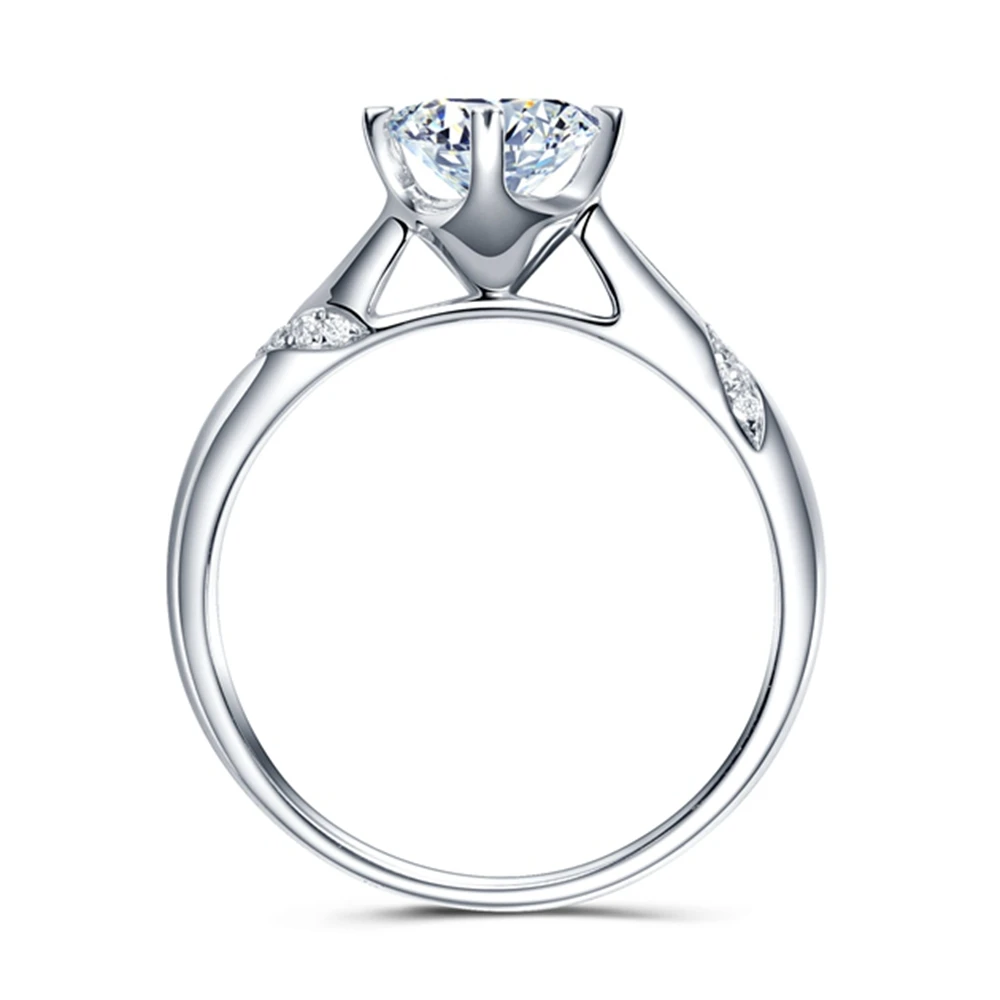 Kopen Massief Zilver 0.5 3ct Lab Grown Diamond Moissanites 4 Gaffel Solitaire Met Accenten Engagement Ring Def Kleur VVS1