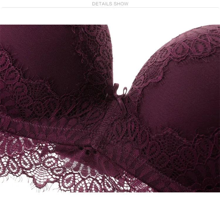 TERMEZY New Top Sexy Underwear Set Women Wireless Brassiere Push up Bra and Panty Sets Embroidery Solid color Lingerie Set  (10)