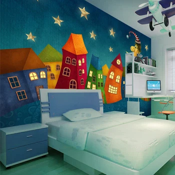 

Custom 3D Mural Wallpaper Cartoon Castle Children's Room Large Wall Painting Bedroom Non-woven Wallpaper Murales De Pared 3D