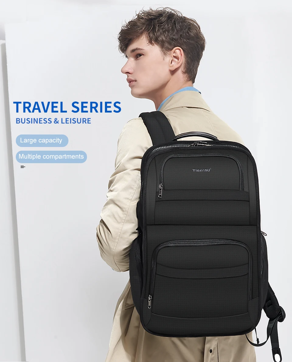 Tigernu, новинка, мужская и женская Повседневная сумка, рюкзак с защитой от кражи, большая емкость, для путешествий, водонепроницаемый рюкзак, школьные рюкзаки для подростков