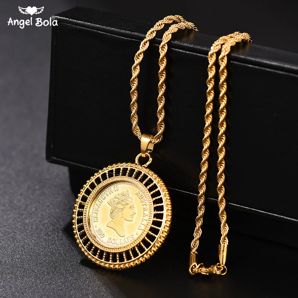 

2019 Gold Color Fashion Queen Coin Pendant Necklace for Women Necklace Short Jewelry Female Women Gifts Free Shipping
