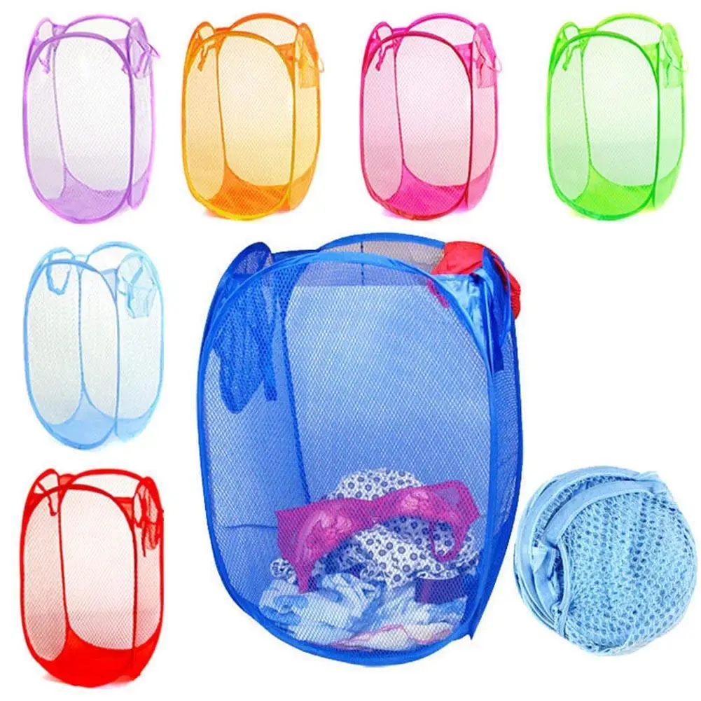 Washbag Storage Case Pop Up Hamper Reinforce Nylon Mesh Laundry Hamper Reinforce Nylon Mesh
