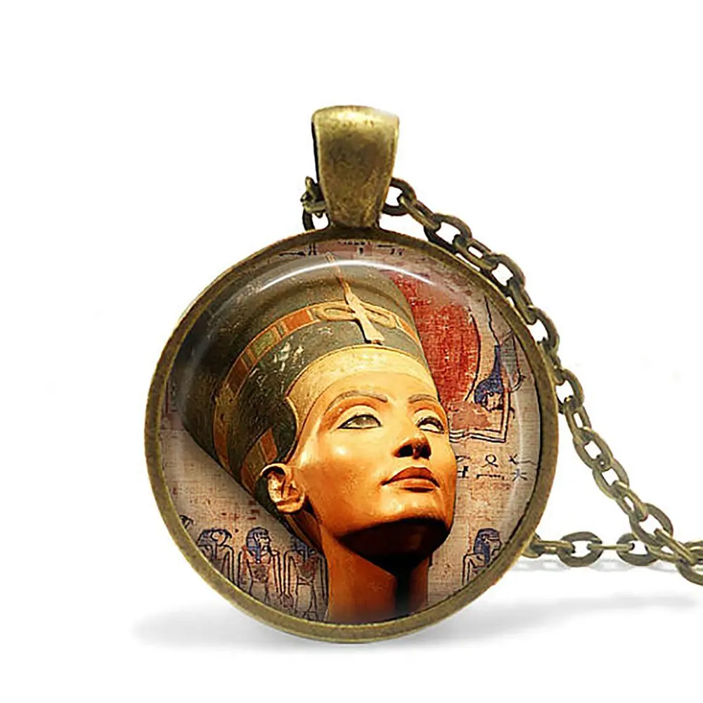 Египетское ожерелье с подвеской Ankh Eternal Life, стеклянный кабошон, Религиозное искусство, ювелирные изделия для мужчин и женщин - Окраска металла: 9