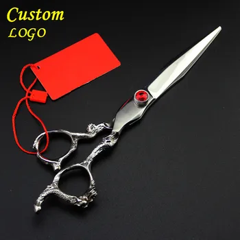 

Custom Upscale Dragon Japan 440c pet 7 inch shears dog grooming hair scissors cutting haircut makas berber hairdressing scissors