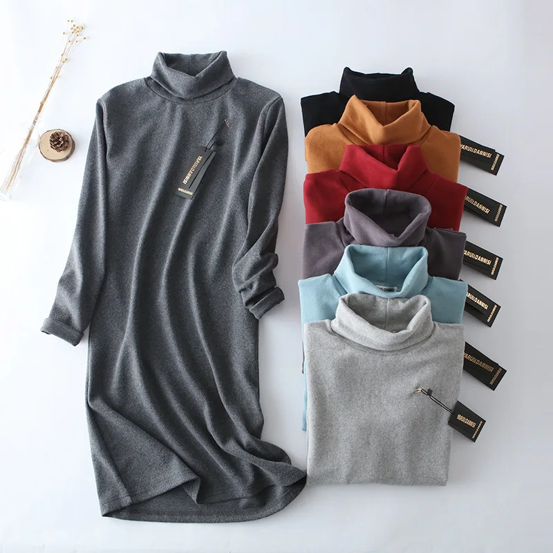 

Super Cashmere Turtleneck Dress 2018 Autumn Winter winter clothes women pullovers Pull Femme Hiver Sweater Women long sweater