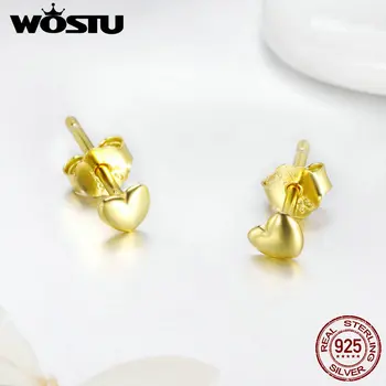 

WOSTU Authentic 925 Sterling Silver Gold Color Tiny Stud Earrings for Women Silver 2019 New Fashion Party Earring Jewelry Gift