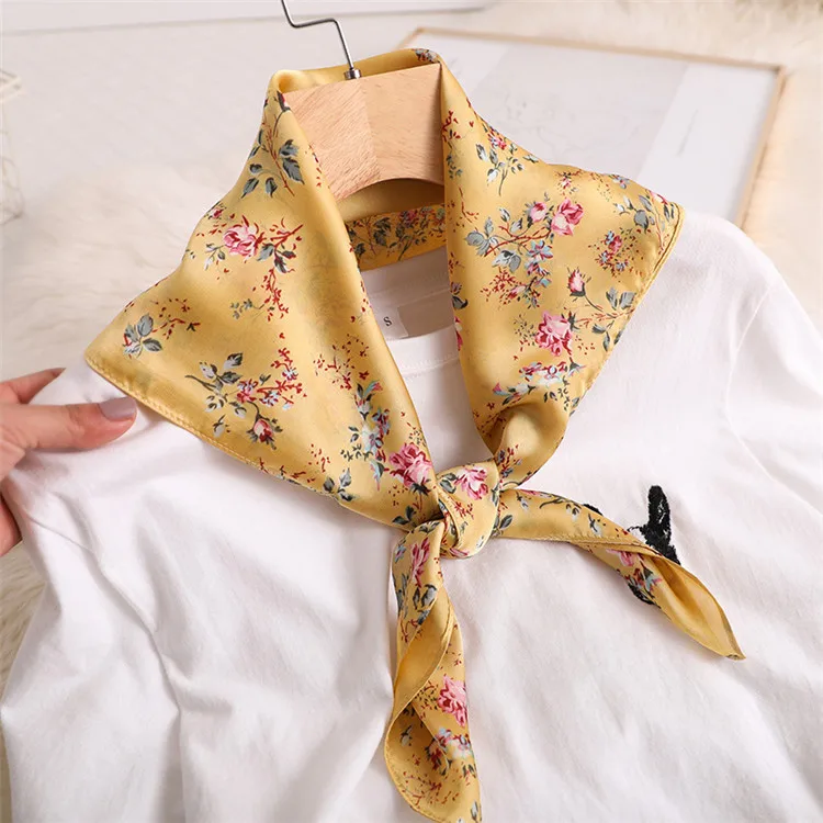 Роскошный бренд женский квадратный шелковый шарф бандана с клетчатым принтом мягкий хиджаб повязка для волос для женщин девушек аксессуары 65 цветов - Цвет: 60